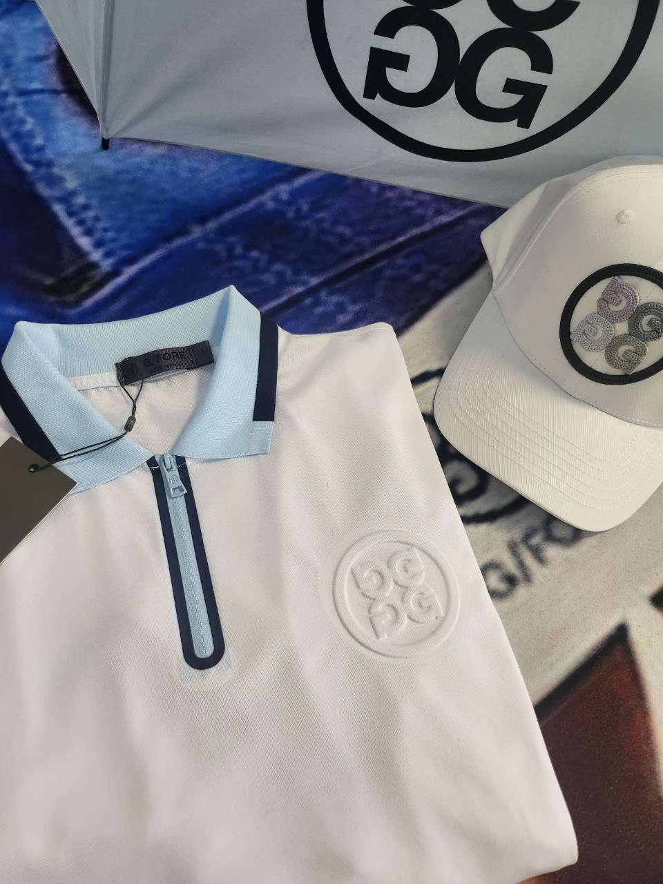 지포어 EMBOSSED LOGO QUARTERZIP 남성 골프 반팔티