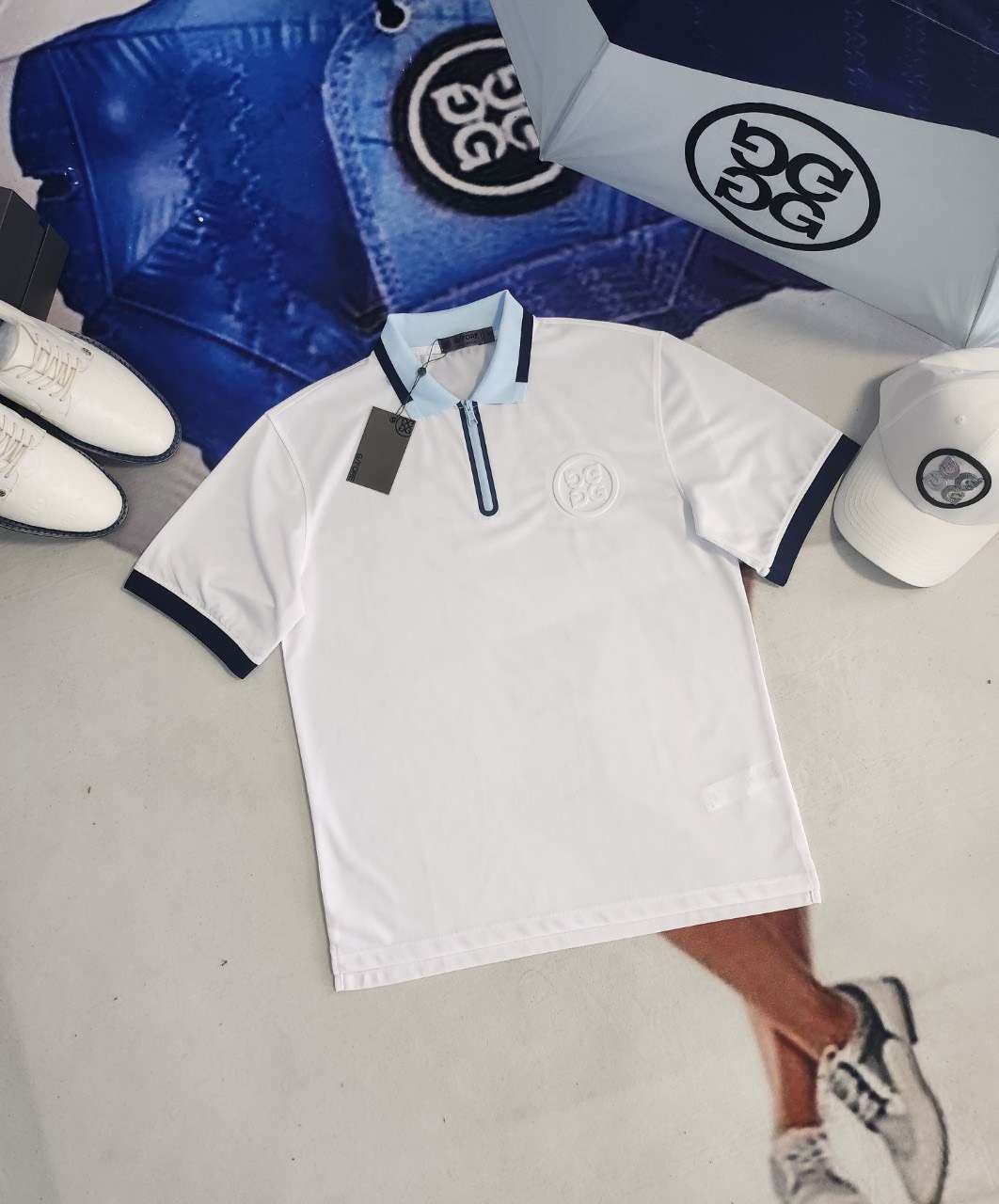 지포어 EMBOSSED LOGO QUARTERZIP 남성 골프 반팔티