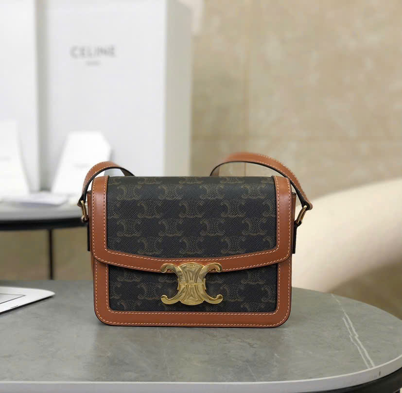 셀린느 Tan Triomph Canvas And Calfskin 여성 가방