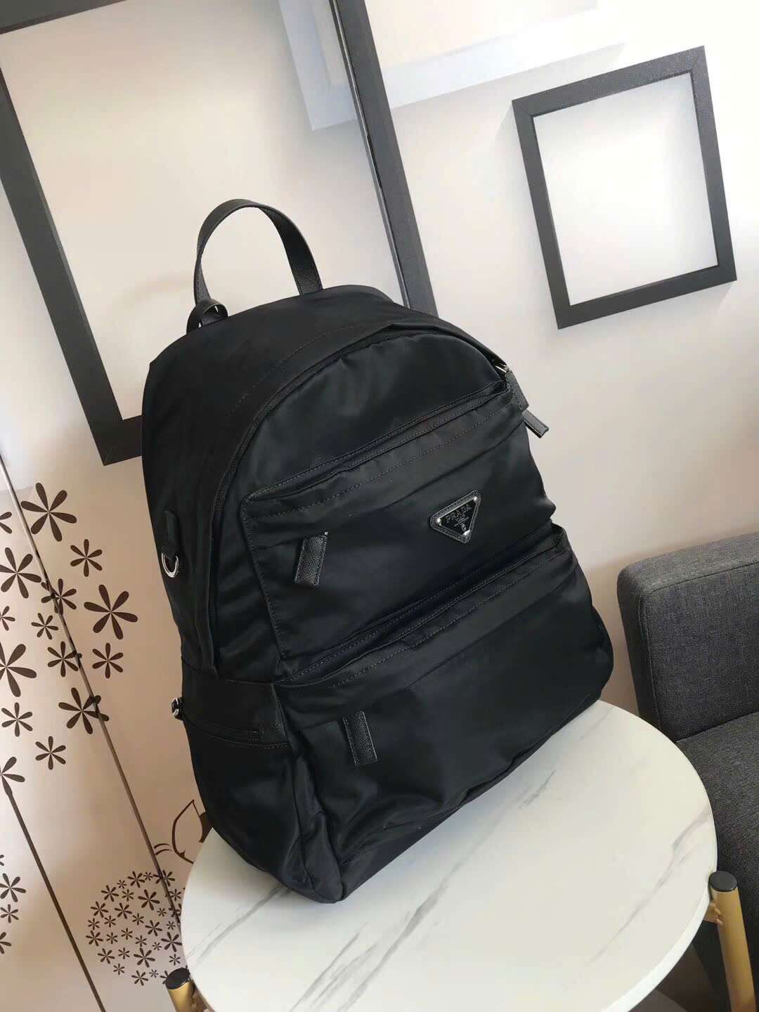 프라다 더블 포켓 나일론 남성 백팩