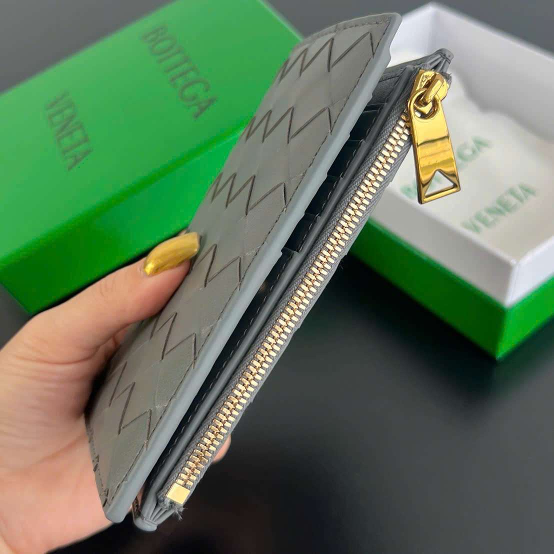 보테가 그레이 남성 카드 자갑