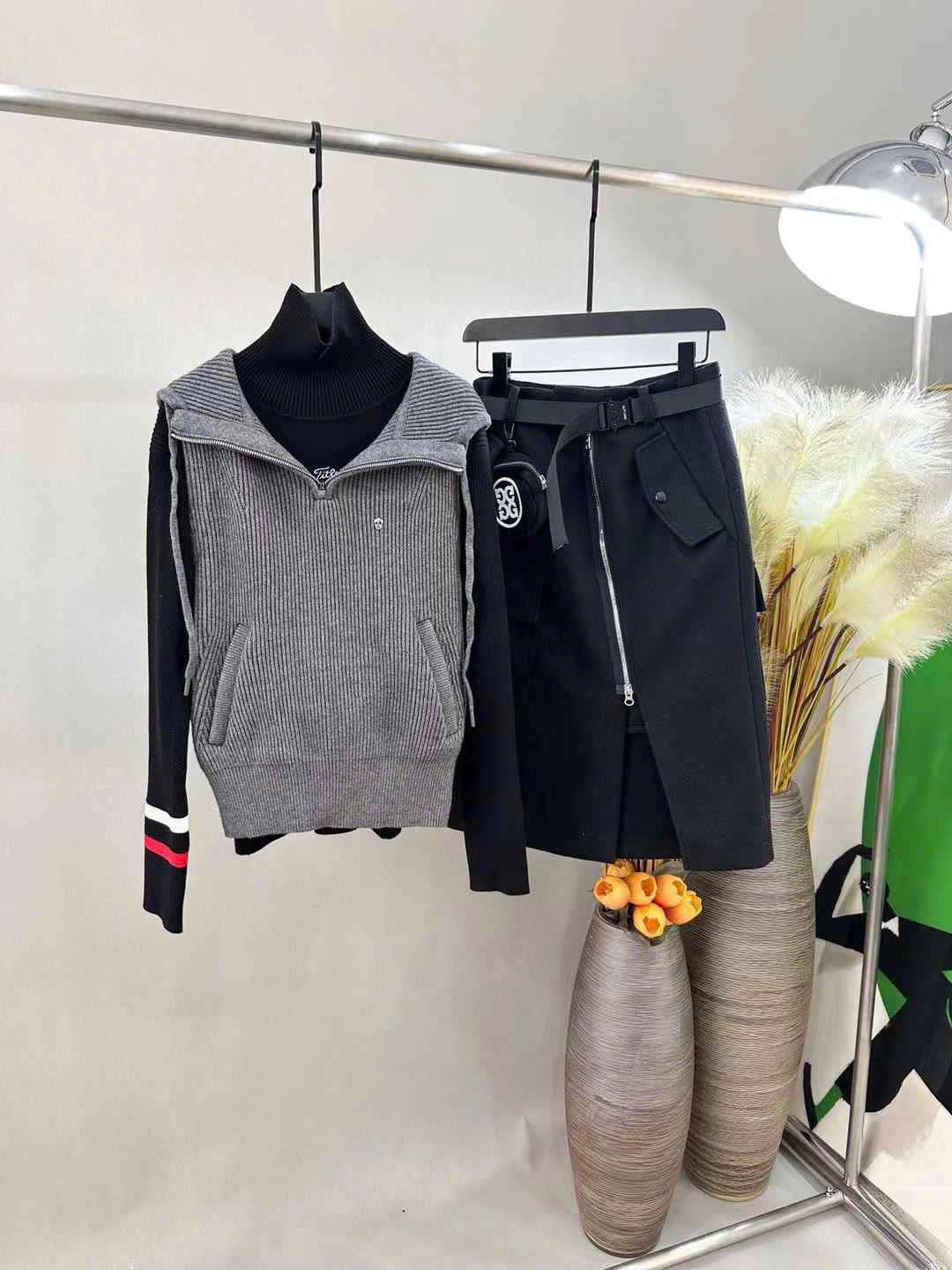 어메이징크리 가슴 작은 로고 여성 골프 니트 조끼