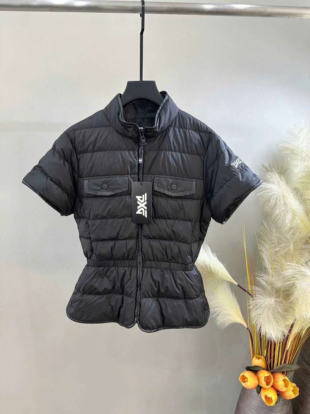 PXG 반팔 패딩 여성 골프 상의