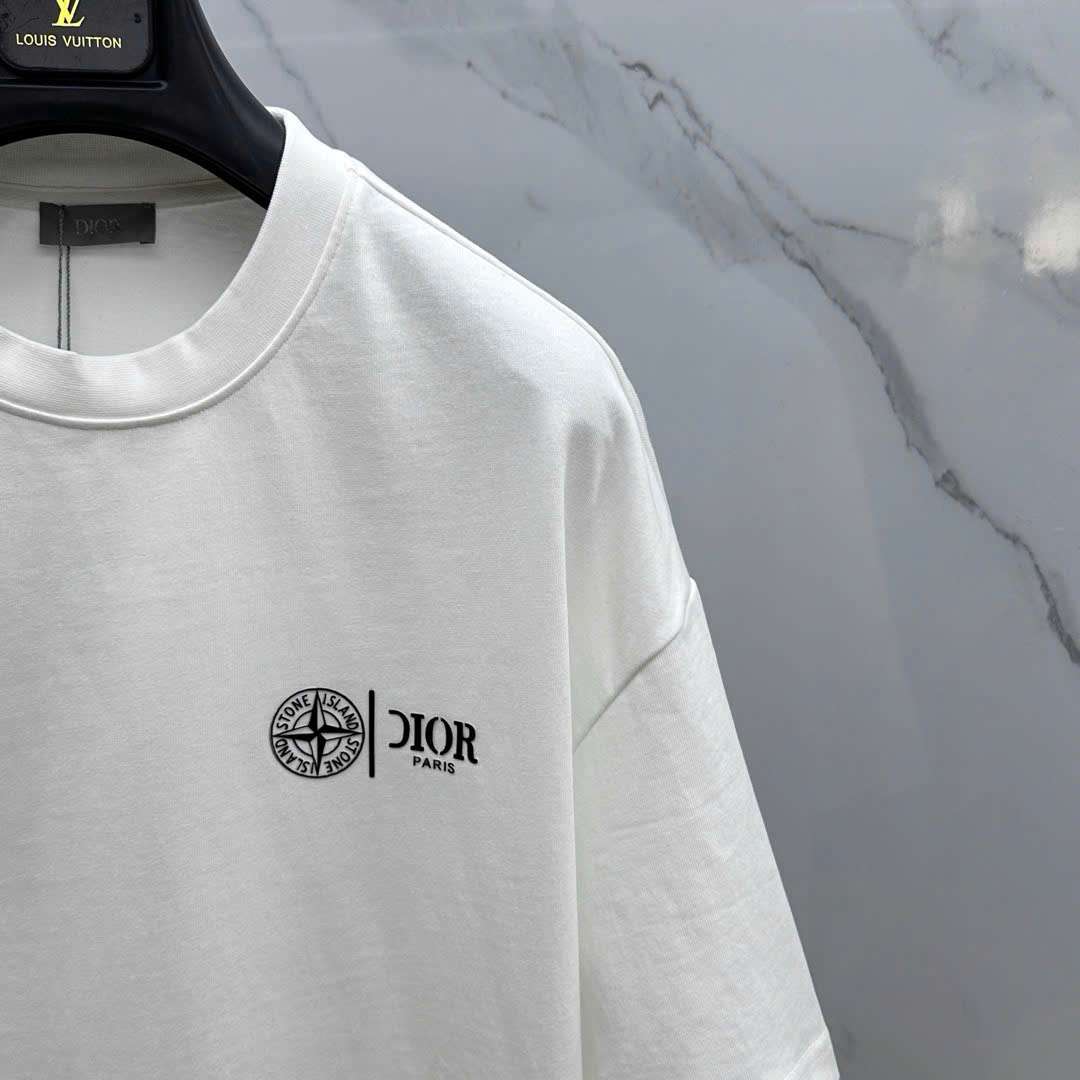 스톤아일랜드 x 디올 앞뒤 로고 남성 반팔티