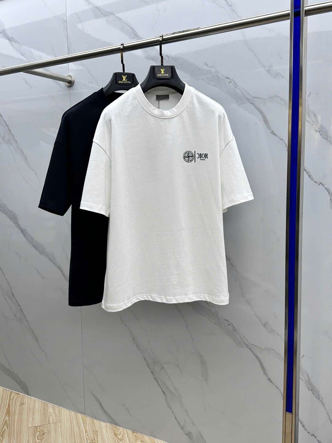 스톤아일랜드 x 디올 앞뒤 로고 남성 반팔티