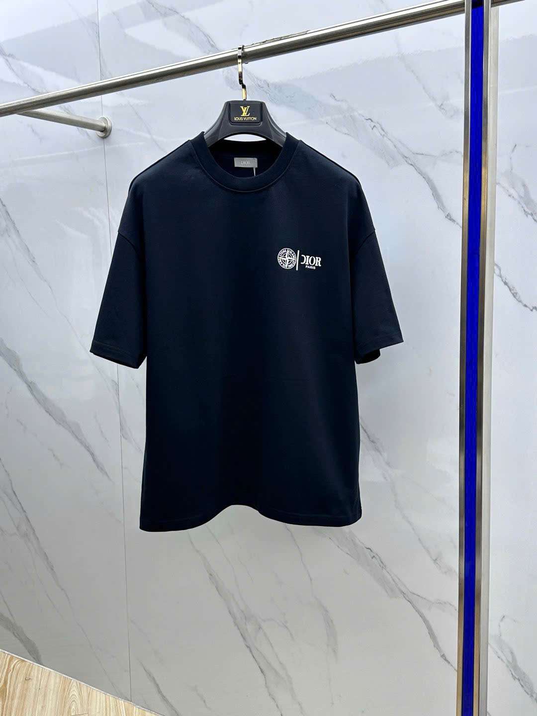 스톤아일랜드 x 디올 앞뒤 로고 남성 반팔티