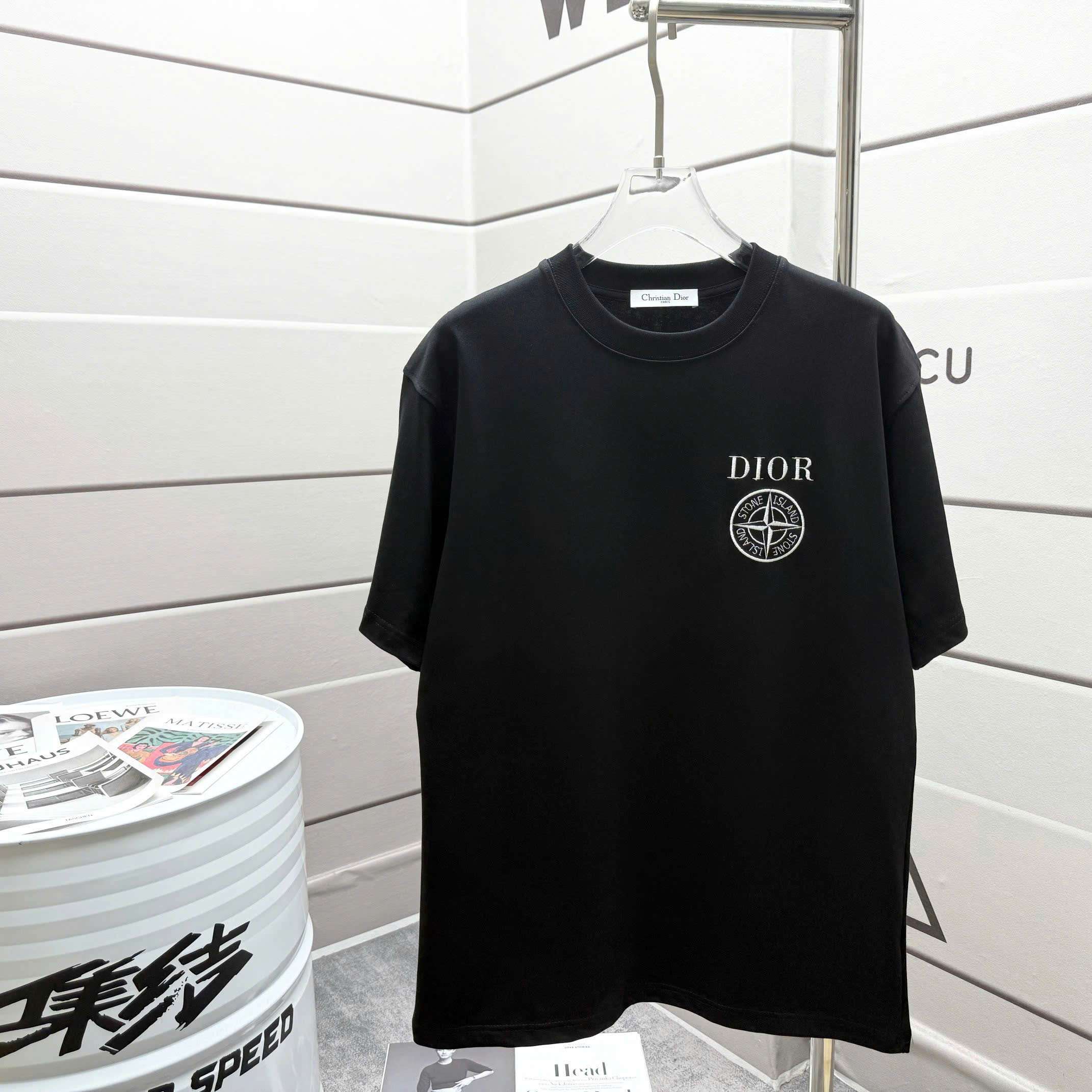 스톤아일랜드 x 디올 앞뒤 로고 남여공용 반팔티 (2컬러)