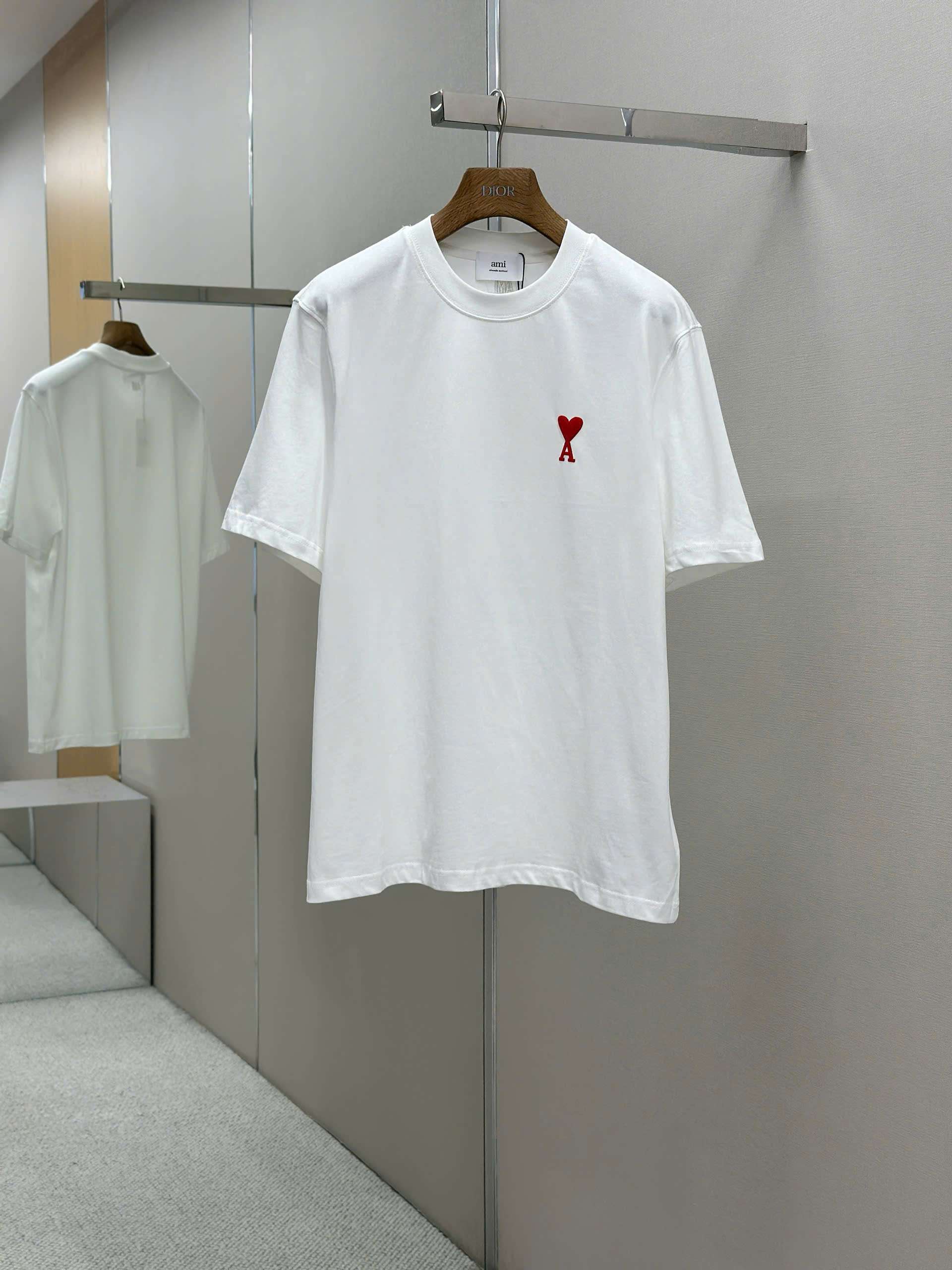 아미 가슴 하트 로고 남여공용 반팔티 (2컬러)