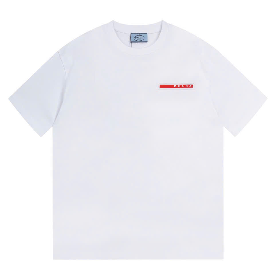프라다 실리콘 클래식 로고 레터링 남성 반팔티